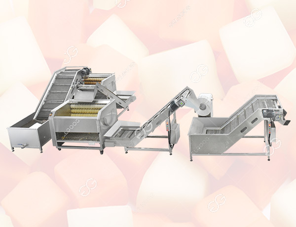 roots vegetable cleaning peeling cutting production line